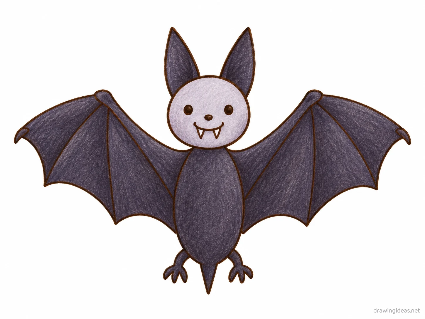Bat drawing — hand-drawn bat illustration with ink lines and soft colors