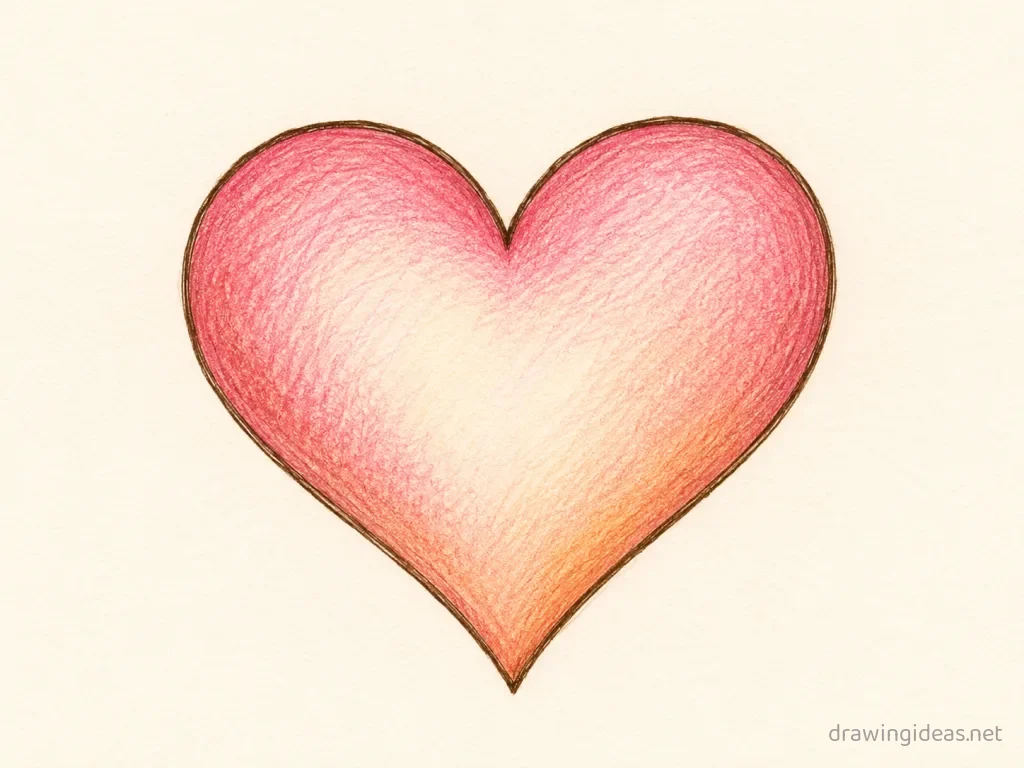 Heart drawing — hand-drawn heart illustration with ink lines and soft colors